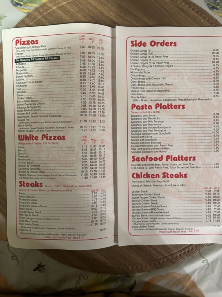 Merc Brothers Pizzeria Menu 1