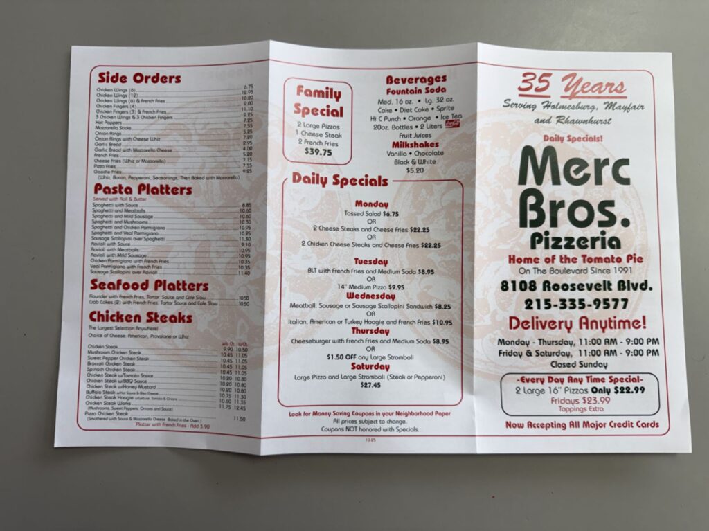 Merc Brothers Pizzeria Menu 5